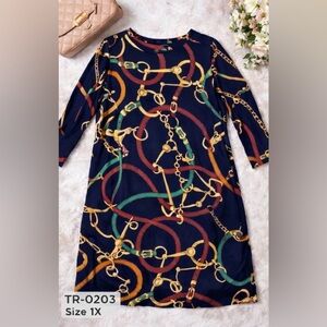 Ralph Lauren Chain Print Navy Dress